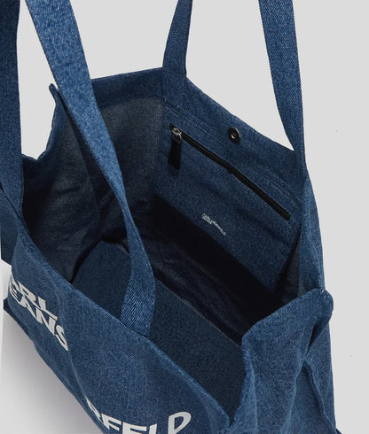 KarlLagerfeld Logo Denim Shopper Washed Mid Blue