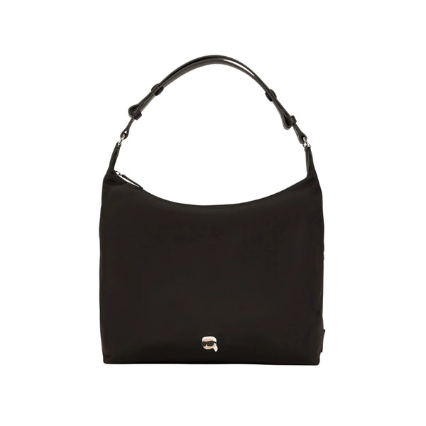KarlLagerfeld Ikon Nylon Hobo Bag Black