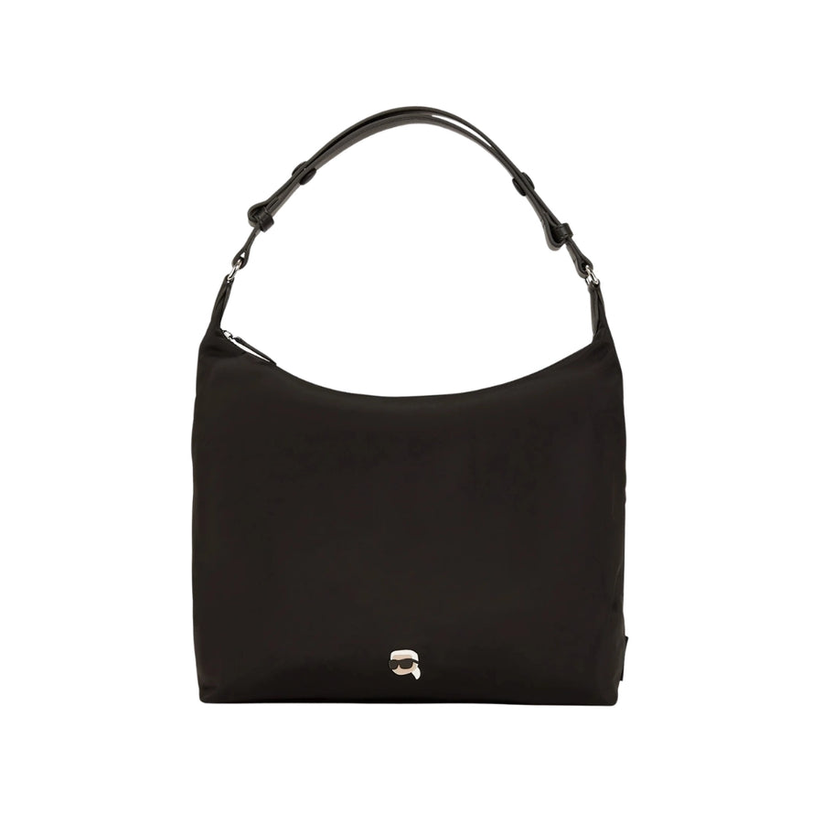 KarlLagerfeld Ikon Nylon Hobo Bag Black