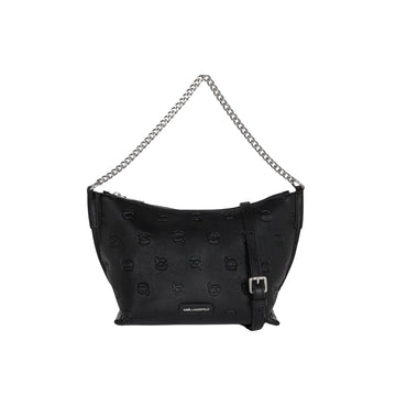 KarlLagerfeld Ikon Monogram Shoulder Bag All Over Print Tonal Black