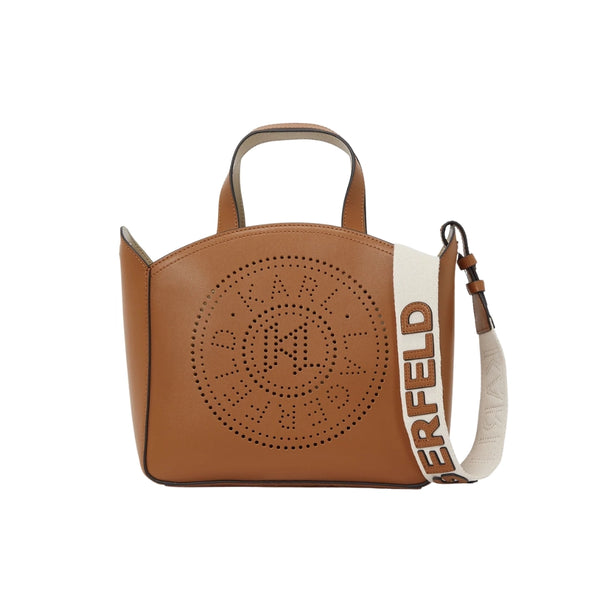 KarlLagerfeld Kcircle Perforated Small Tote Bag Dark Tan
