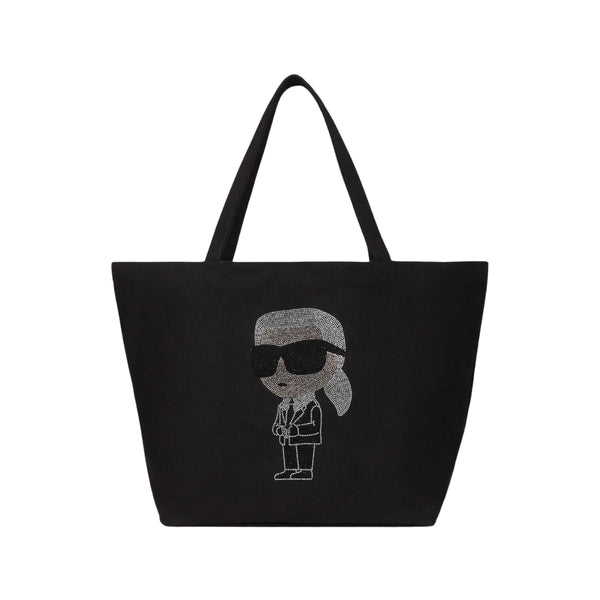 KarlLagerfeld Ikon Rhinestone Shopper Black