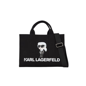 KarlLagerfeld Ikon Aquarelle Canvas Tote Bag Black
