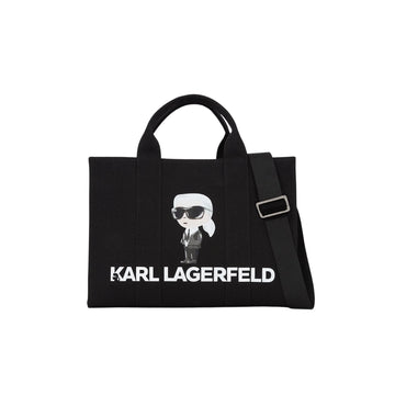 KarlLagerfeld Ikon Aquarelle Canvas Tote Bag Black