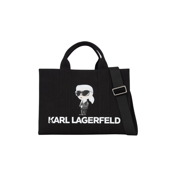 KarlLagerfeld Ikon Aquarelle Canvas Tote Bag Black