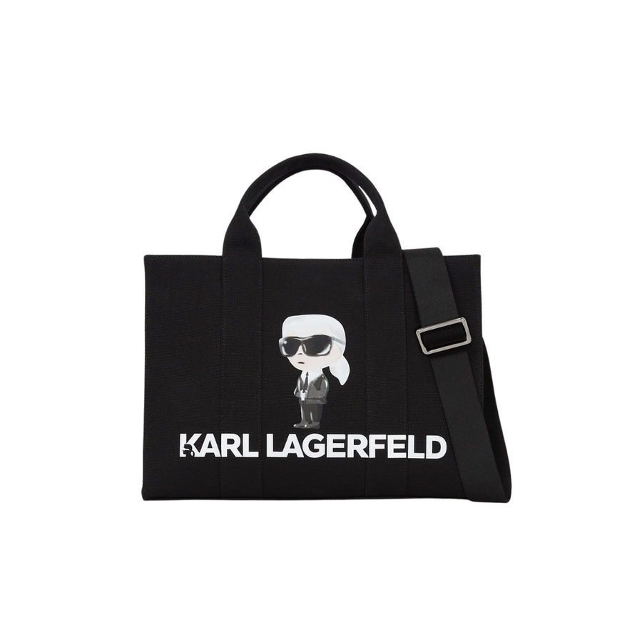 KarlLagerfeld Ikon Aquarelle Canvas Tote Bag Black