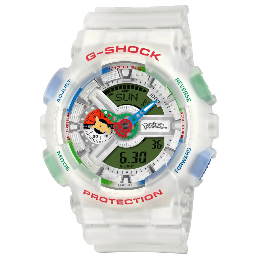 Casio G-Shock GA-110PKM-7A 30 Years of Pokemon Limited Edition White Dial Resin Strap Watch