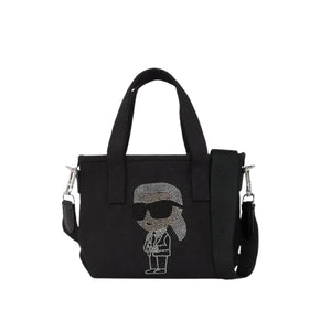 KarlLagerfeld Ikon Small Rhinestone Shopper Black
