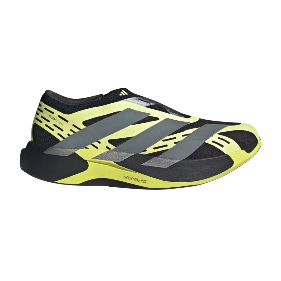 Adidas Adizero Evo SL Laceless Core Black Iron Metallic Frozen Lemon