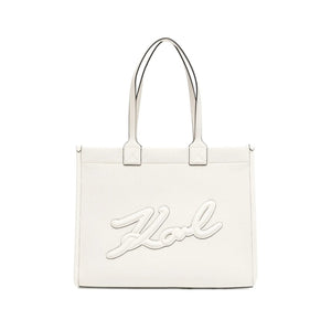 KarlLagerfeld Kskuare Grainy Medium Tote Bag Off White