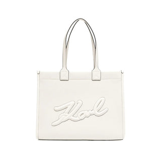KarlLagerfeld Kskuare Grainy Medium Tote Bag Off White