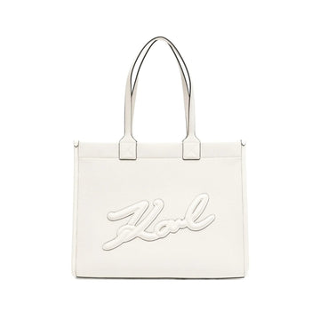 KarlLagerfeld Kskuare Grainy Medium Tote Bag Off White