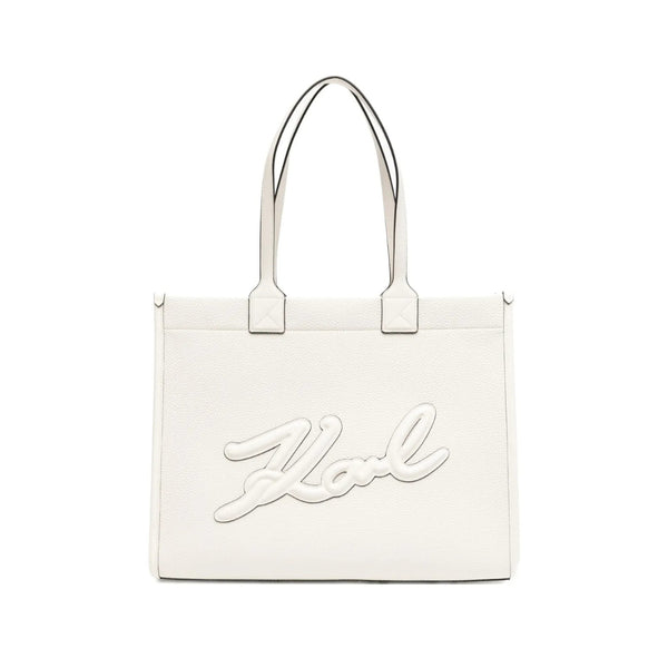 KarlLagerfeld Kskuare Grainy Medium Tote Bag Off White