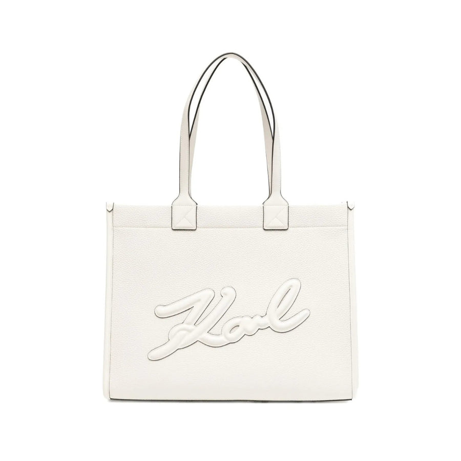 KarlLagerfeld Kskuare Grainy Medium Tote Bag Off White