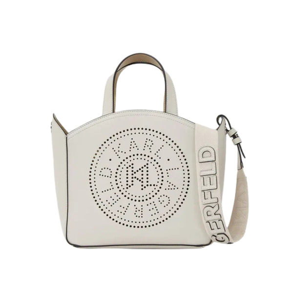 KarlLagerfeld Kcircle Perforated Small Tote Bag Cement