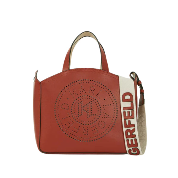 KarlLagerfeld Kcircle Perforated Small Tote Bag Red Brick