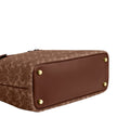 Coach Easton Tote Bag In Signature Chenille 'Smooth Leather Gold Light Khaki Vintage Brown'