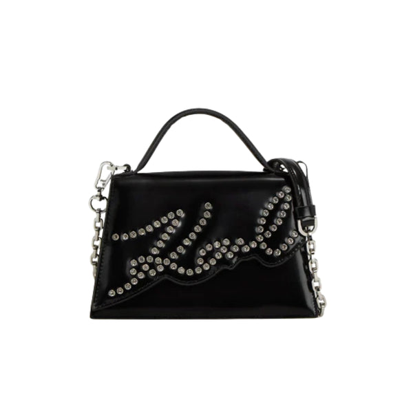 KarlLagerfeld Ksignature Small Studded Crossbody Bag Black