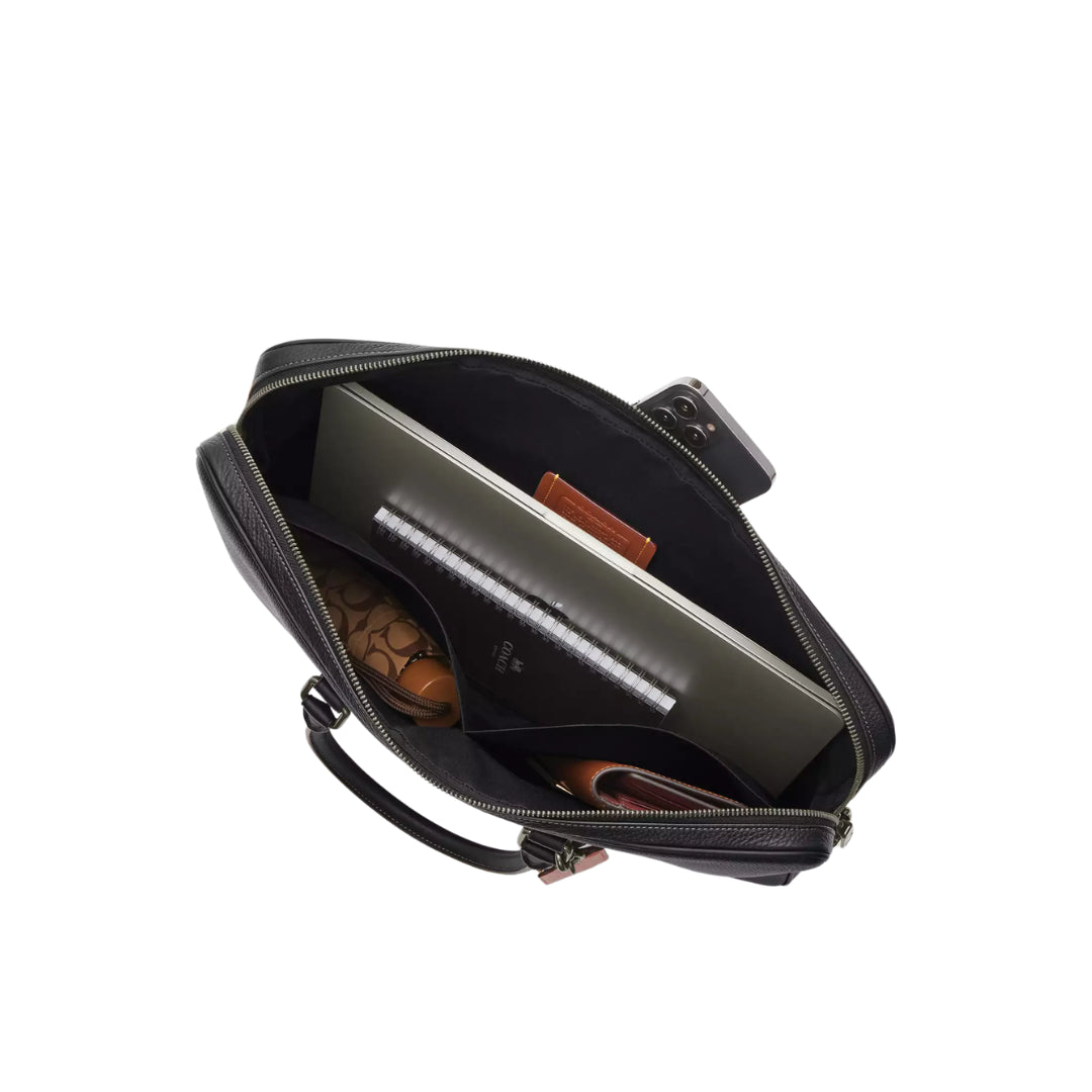 Coach Ethan Large Brief 'Pebbled Leather Gunmetal Black'