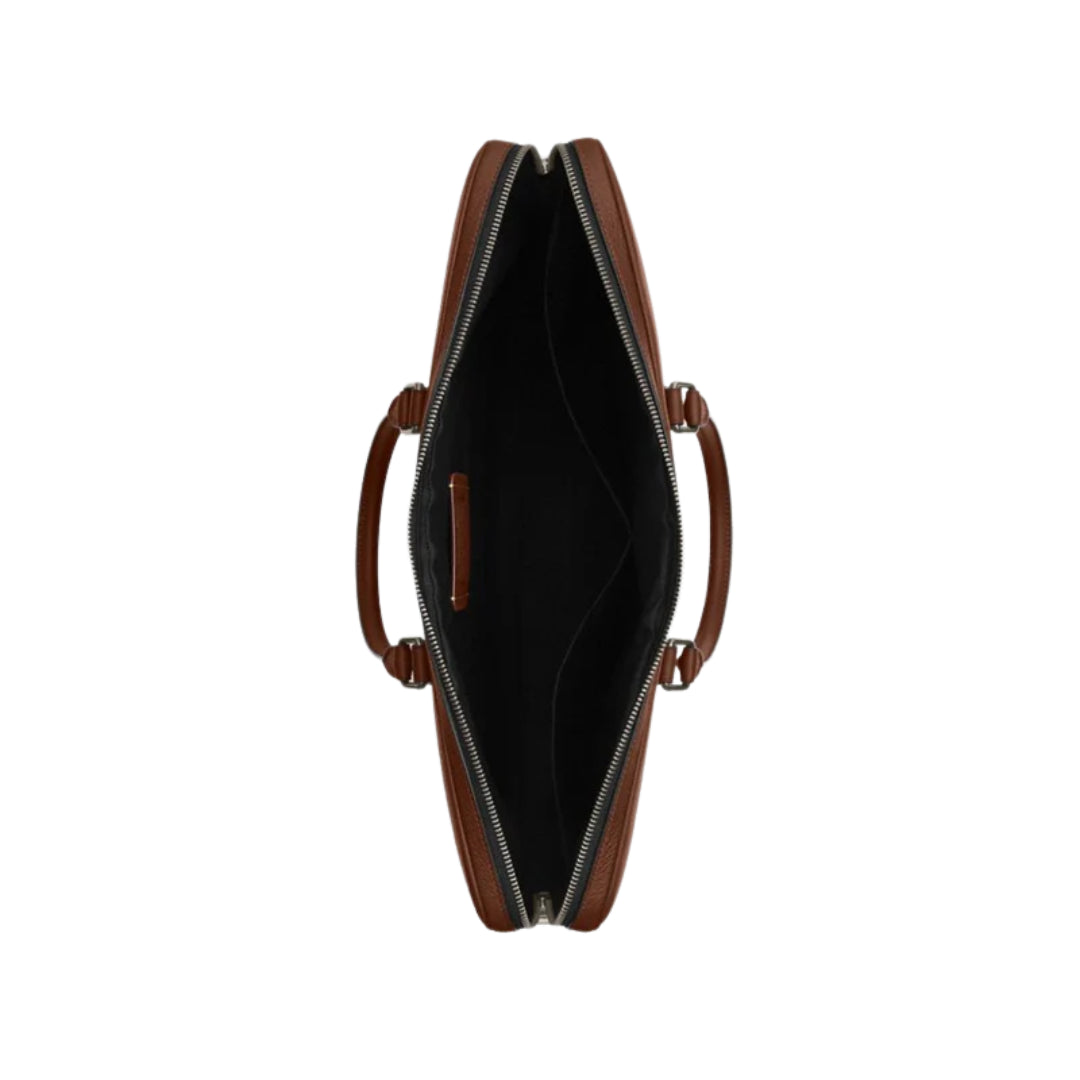 Coach Ethan Large Brief 'Pebbled Leather Gunmetal Saddle'