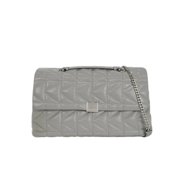 KarlLagerfeld Kkuilt Shiny Large Shoulder Bag Cloud Grey