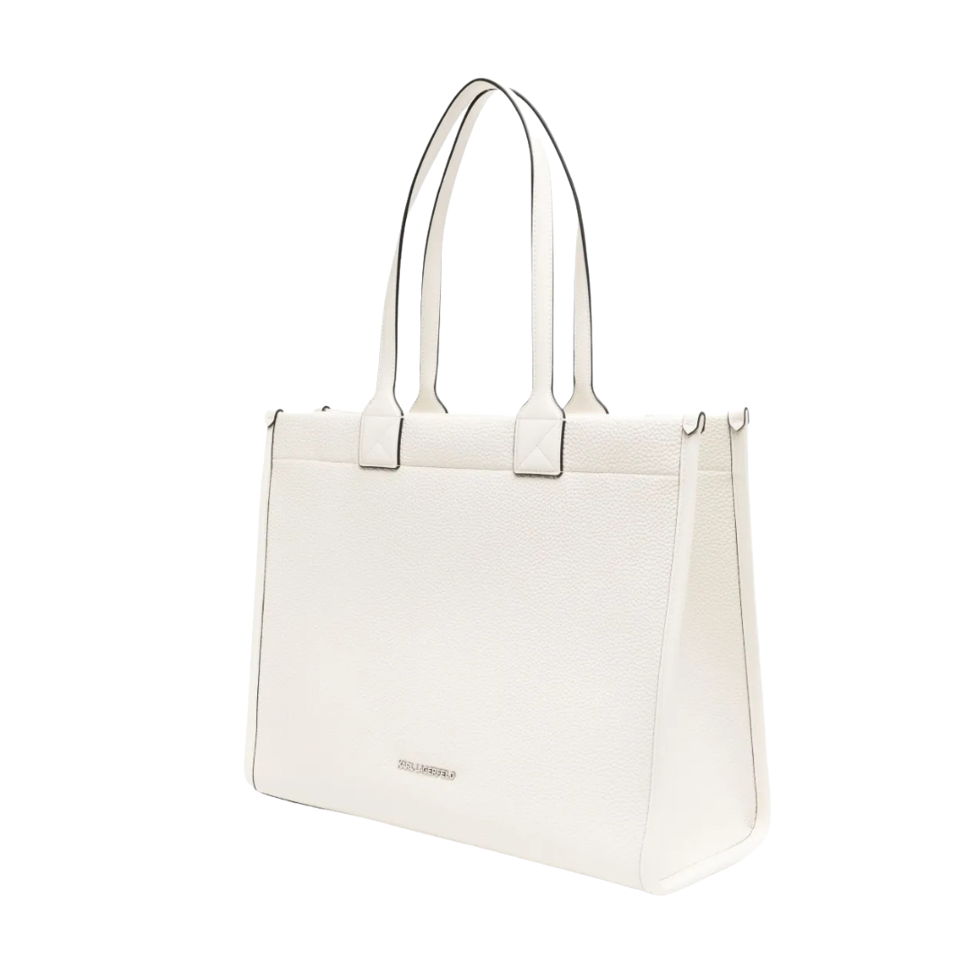 KarlLagerfeld Kskuare Grainy Medium Tote Bag Off White