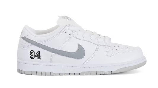 Supreme x Dunk Low SB 'White Metallic Silver'