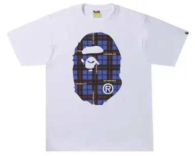 BAPE Logo Check Big Ape Head Tee White