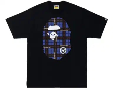 BAPE Logo Check Big Ape Head Tee Black